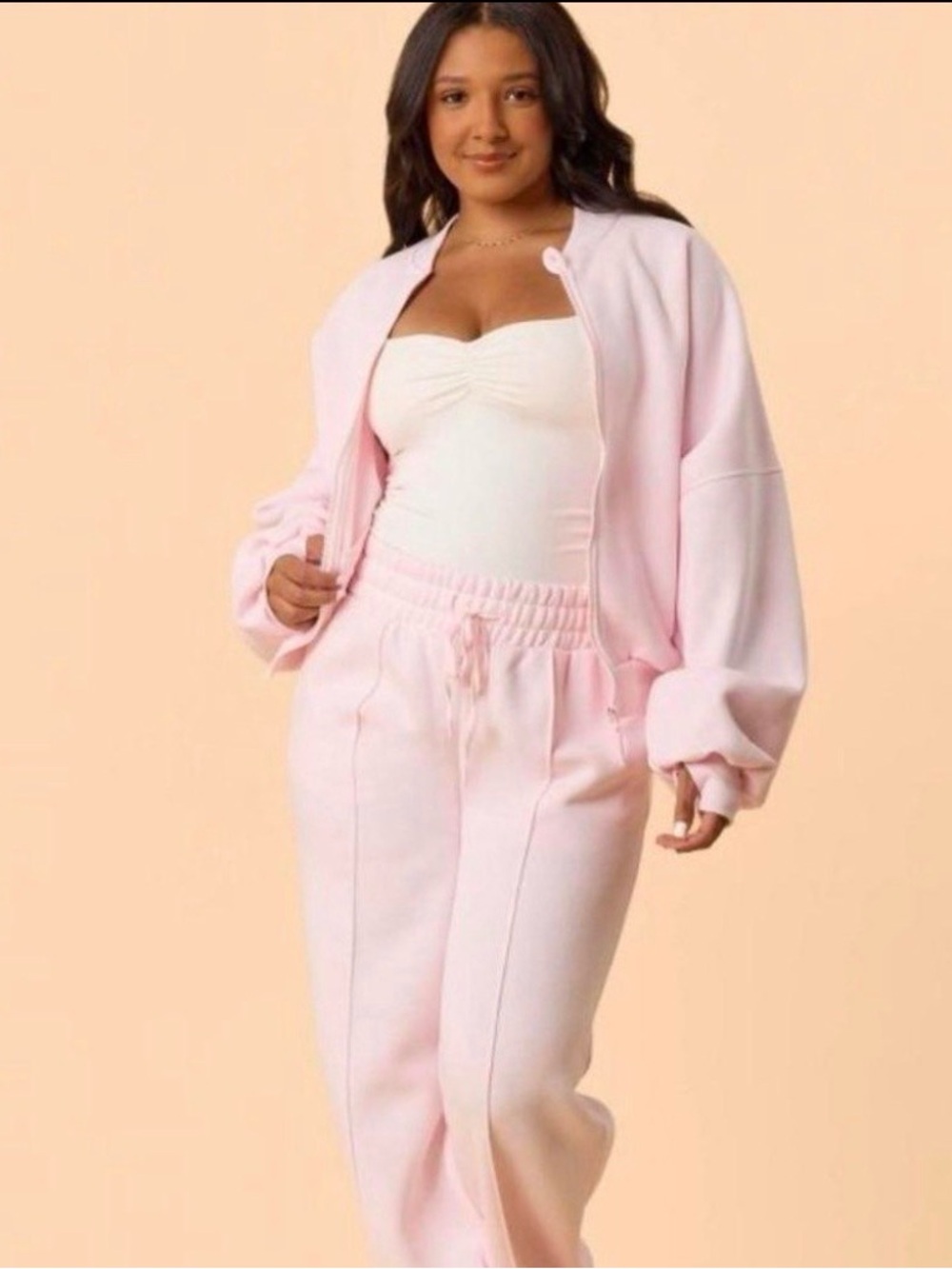 Light Pink Bomber Jacket - Women's Relaxed Fit